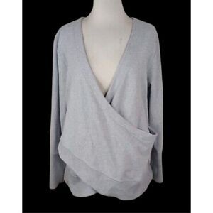 Lucy Activewear Gray Faux Wrap Crossover Sweater Sweatshirt
